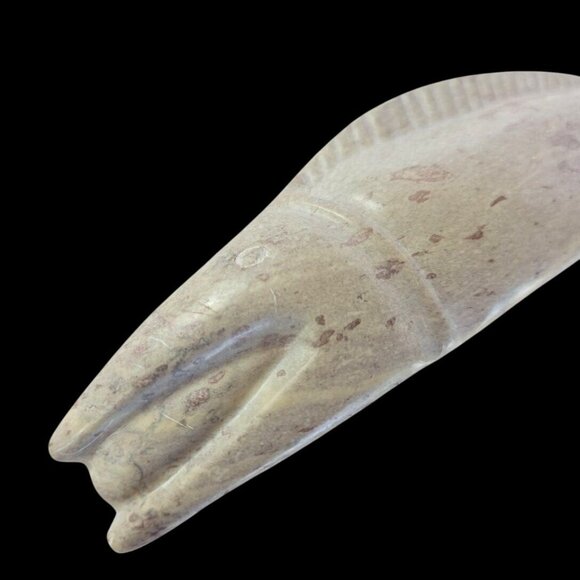 Vintage Hand Carved Soapstone Fish Sculpture Smooth Polished Figurine 9" - Picture 3 of 12